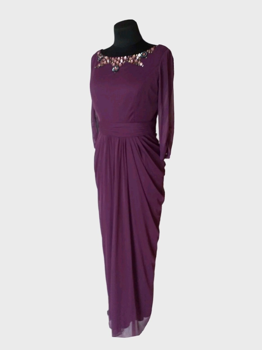 ADRIANNA PAPELL Dress Womens Purple Embellished Draped Gown UK 12 US/CAN 8 EU 40 | eBay ADRIANNA PAPELL Dress Womens Purple Embellished Draped Gown UK 12 US/CAN 8 EU 40 | eBay