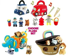 Plush Baby Toddler Toy Sound Police Car Fire Truck Elephant House-Noah Ark Gift