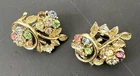 Vintage Coro Beautiful Multi Colored Stone Clip Earrings Costume Jewelry