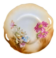 RS Germany Serving Plate Vintage Dish Reinhold Schlegelmilch Pink Flowers 9.5”