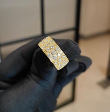 1.10 Cts Round Brilliant Cut Diamonds Wedding Unisex Band Ring 14K Yellow Gold