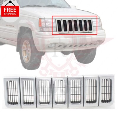 New Front Grille Chrome Fits 1996-1998 Jeep Grand Cherokee 4-Door