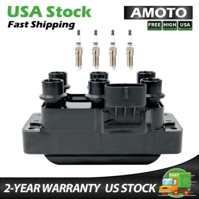 FD488 Ignition Coil + 4X Spark Plug For Ford Explorer Mercury Mountaineer Mazda
