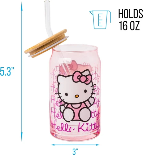 Silver Buffalo Sanrio Hello Kitty Glass Tumbler - Thumbnail 4