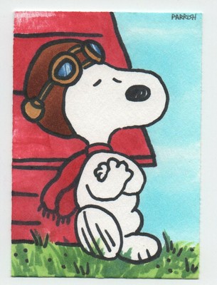 Snoopy Original Color Art Peanuts Atc Sketch Card Drawing Animal Dog Pet Love Ebay