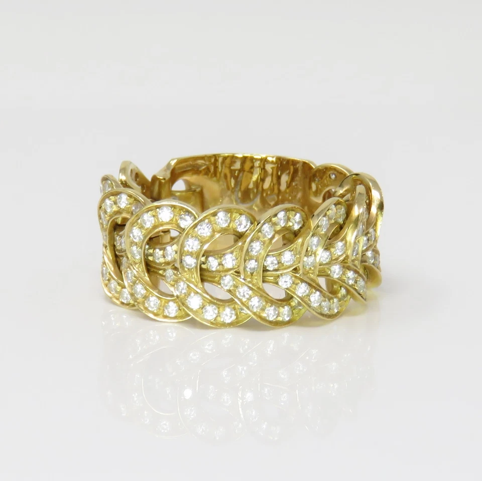 Anillo NYJEWEL Versace Oro Amarillo 18k Diamante 2ct Banda Ancha 12mm Foto 2 de 4