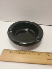 4" inch Round Cigarette Glass Ashtray Black New Design - BB32 
