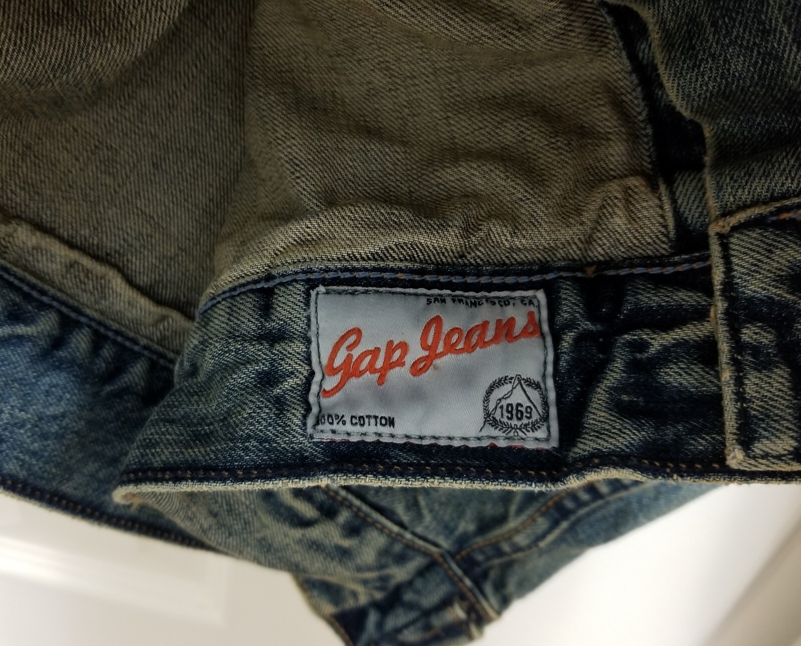 Men's GAP 100percent Cotton Medium Tint Wash Weathered Look Jean Jacket Sz L Macau image 9