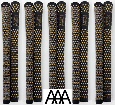 GOLF PRIDE GRIPS DIMPLE Half 1/2 CORD Black & Gold 58 Ribbed [QTY 10 ...