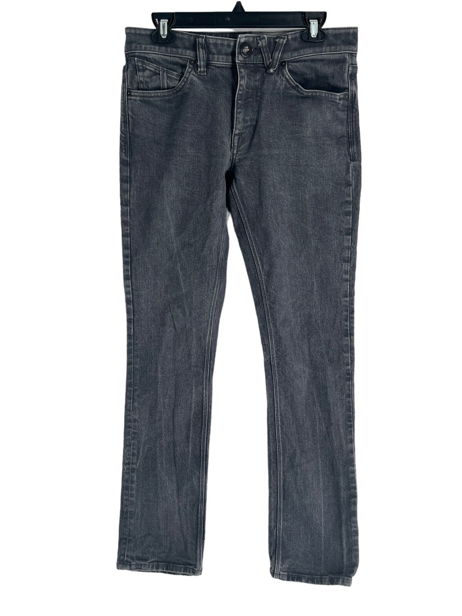 Volcom Vorta Slim Staight Grey Stretch Denim Skate Jeans Men 31