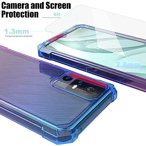 TCL 40XE 5G Case with Air-Guard Corners in Blue Pink 02