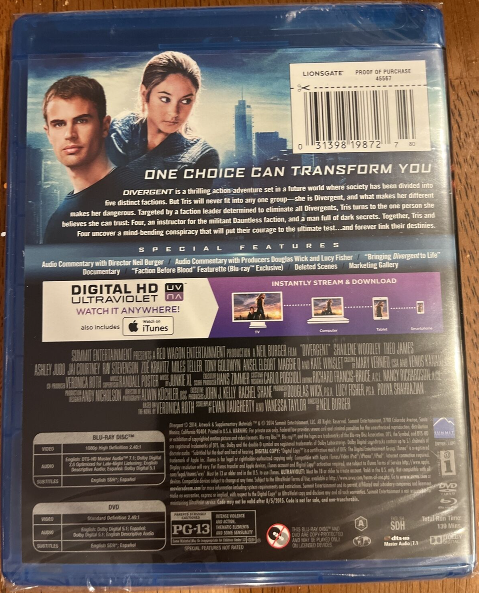 Divergent Blu-ray DVD, 2-Disc Set, Brand New | eBay
