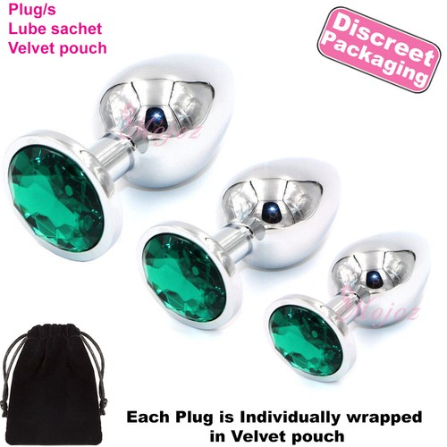 Metal Tear Drop Butt Plug 3 Sizes Silver Crystal Jewel Sex Toy Anal plugs beads - Picture 35 of 48