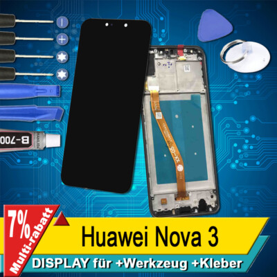 Display Für Huawei Nova 3 Komplettes Bildschirm Lcd Touch Rahmen Schwarz +