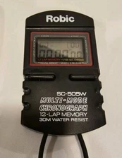 Robic SC-505W 12 Lap Memory Stopwatch - Black Excellent Condition!