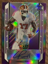 Cornell Powell Leaf Metal Draft Purple Silver Rainbow AUTO/25 Chiefs!! Clemson!