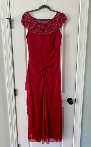 MSK beaded full length sleeveless formal dress, Size 8, Red - Picture 3 of 5