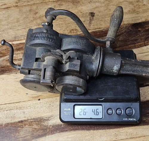 ANTIQUE STOW MFG CO. WIRING MACHINE TIN SMITH BLACKSMITH TOOL 1867 RARE CT USA - Imagen 16 de 16
