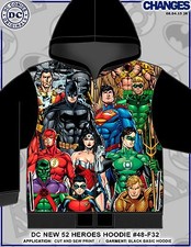 DC COMICS 52 HEROES FLASH SUPERMAN AQUA MAN BATMAN SUBLIMATION ZIP UP HOODIE