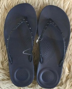 Fit Flop IQUSHION Ergonomic Flip-Flops Sandals 5 Crystals Shoes Navy Blue NEW 192051088349 | eBay