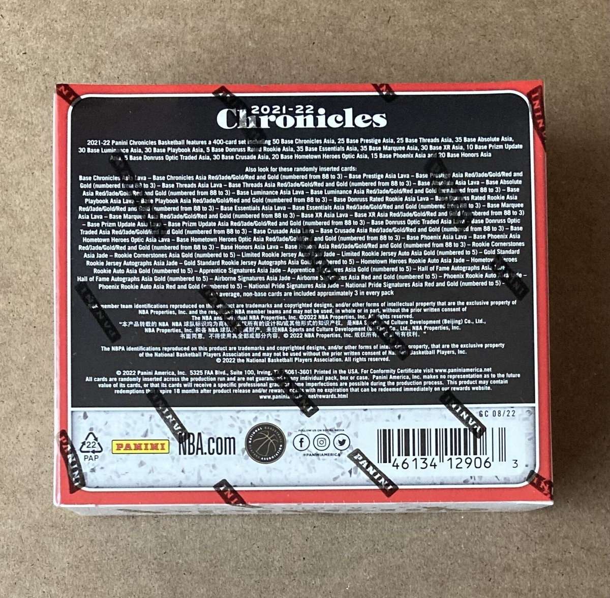 2021-2022 Panini Chronicles NBA Basketball ASIA Box Factory