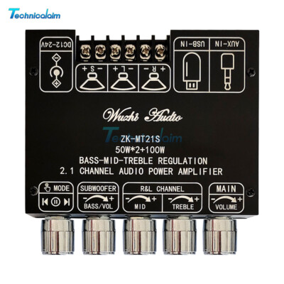 Bluetooth 5.0 Audio Amplifier Board High Low Tone 50W*2 stereo +100W subwoofer