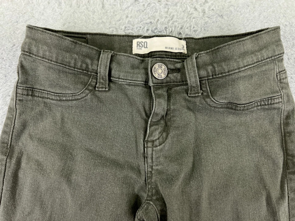 Pantalones de mezclilla RSQ para mujer 3 verdes Miami Jegging mezcla de algodón tiro bajo 23x27 Foto 4 de 4