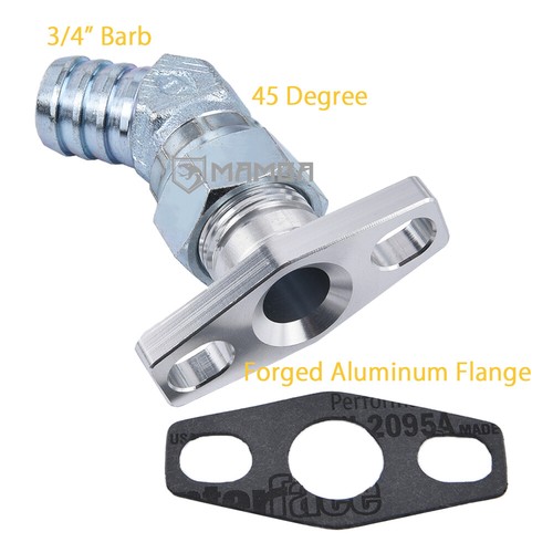 45Deg 3/4" turbo oil return barb fitting 360D Horizontal rotation TD04 TD05 TD06 - Picture 4 of 7