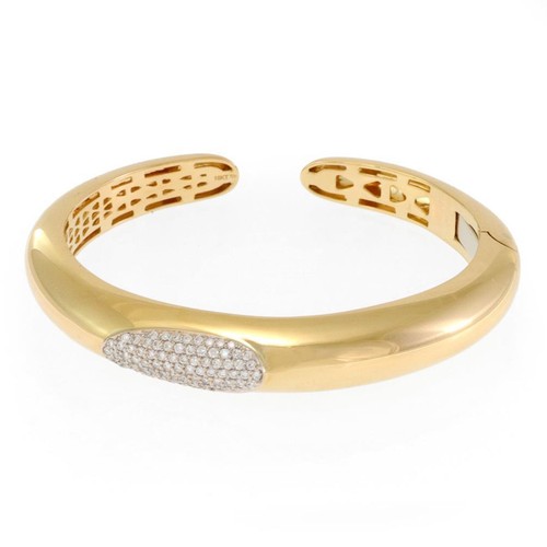 Roberto Coin Capri Plus Diamond 18k Gold Dome Kick Cuff Bracelet