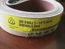 Lot Of 3 KLINGSPOR LS309 1-1/2" X 64", 400 GRIT SANDING BELT ALUM. OXIDE GERMANY
