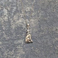Solid 925 Sterlingsilber Heulender Wolf Anhänger Halskette