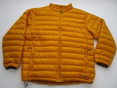Mens XL Cabelas Duck Down Puffer Jacket full zip yellow