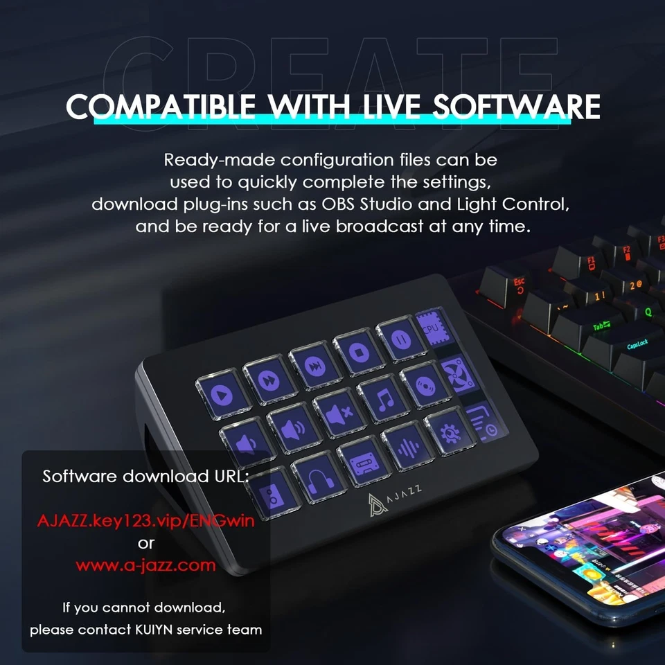 AJAZZ AKP153 Stream Studio Controller Keypad Type-c Wired, 15 Macro LCD Key - Image 4 of 4