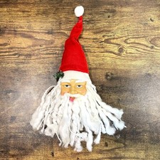 Santa Claus Face Curly Beard Christmas Ornament Decoration Vintage Plastic