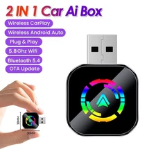 Wireless Carplay Android Auto Adapter 2 in 1 Mini Box Plug&Play Wireless Dongle