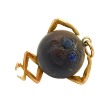 WW1 9ct Gold Mounted 'Touch Wud' Lucky Charm Pendant Antique c1915