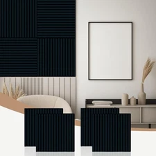 AKK-Stave Acoustic Wood Slat Wall Panels, 23.6" X 23.6" X 0.7" 15.5ft² Soun