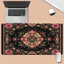 40 90cm1pc Bohemian Style Floral XXL Mousepad - Non-Slip Rubber Desk Mat with Wr