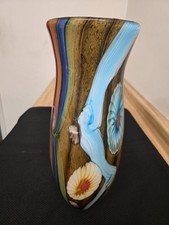 Vtg. Murano art glass large vase, Millefiori and multi colors.