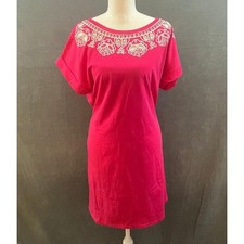 Talbots Womens NWT Magenta Lace Embroidered Above Knee Dress Casual Resort Large