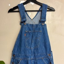Vintage 70s Levis Orange Tab Flare Bell Bottom Denim Overalls Mens 30x35 Navy