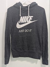 Nike pull-Over Hoodie Sweatshirt "Just Do It" Heather Gray Size S