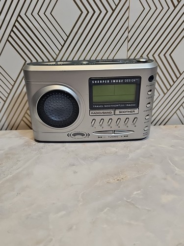 Sharper Image Travel Soother 20 Radio Alarm Clock Model SI621 Silver