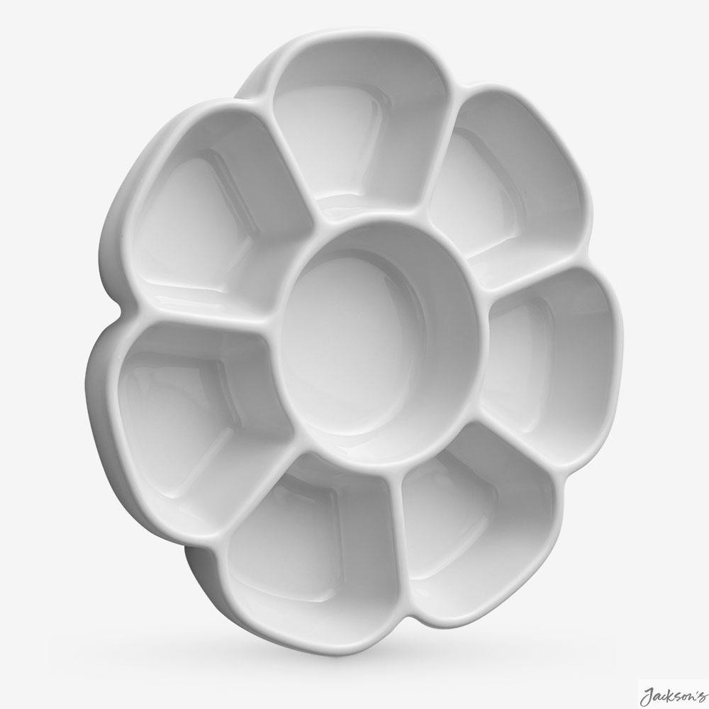 Jackson's : Ceramic Palette : 8 Well : 14x20cm (Apx.6x8in) : Durable Porcelai...