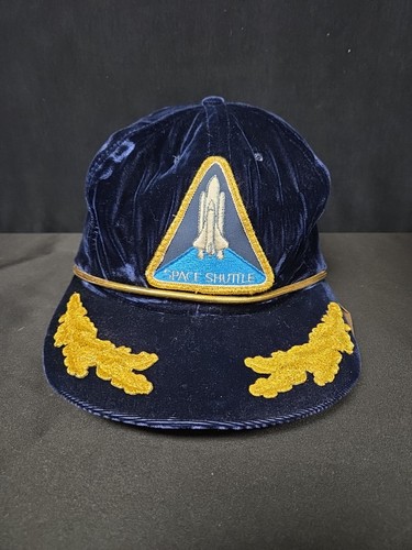 NASA Prom kosmiczny Snapback Kruszony aksamitny niebieski kapelusz USA Vintage lata 80. produkty K - Zdjęcie 1 z 5