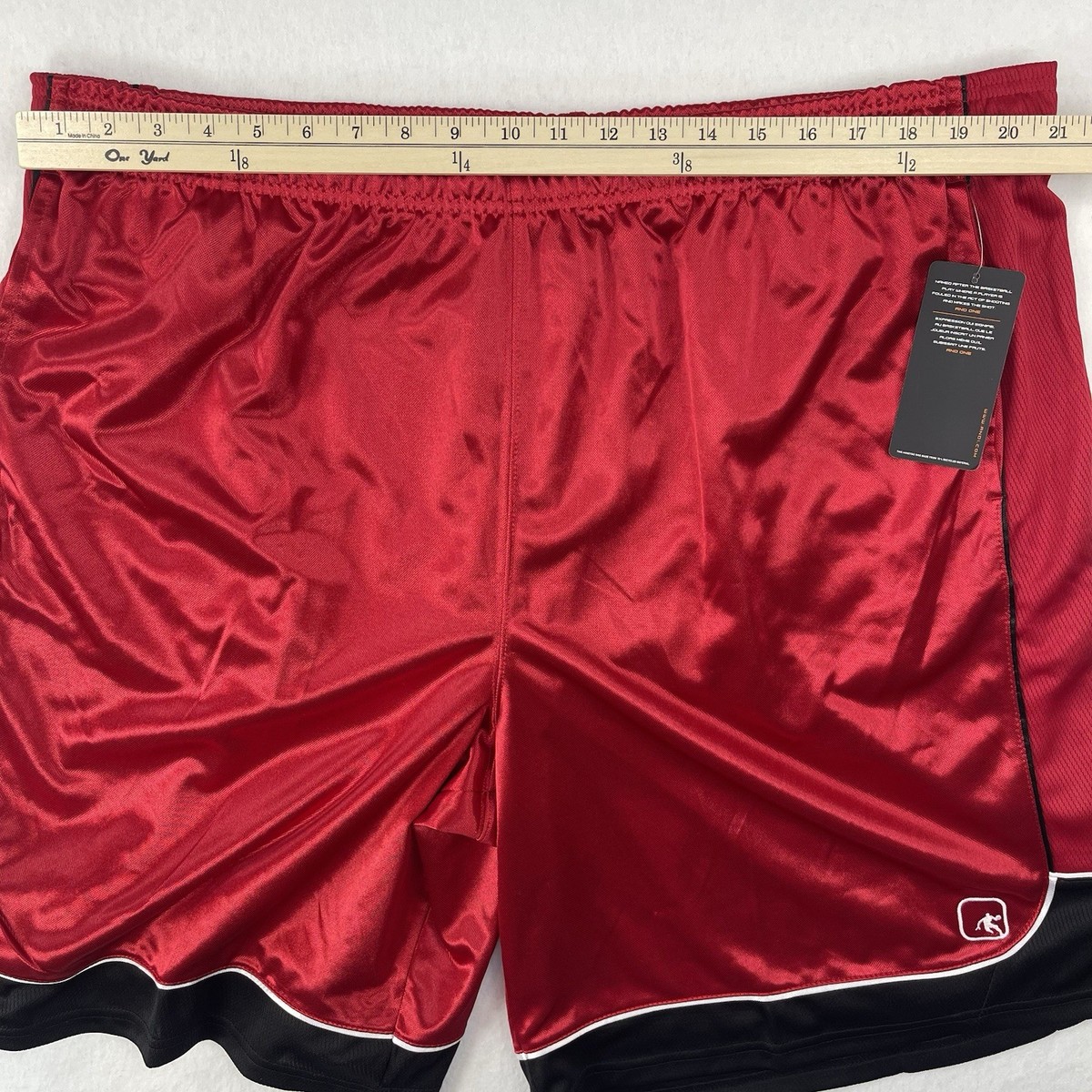 AND1 Y2K Basketball Shorts Mens 3XL Gym Workout Red Dazzle Shiny