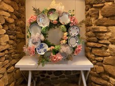 Handmade China Plate Wreath With Flowers