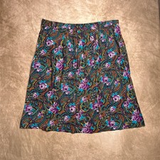 Vintage 90s Random Sportswear Paisley Midi Skirt Multicolor Pleated Boho Hippie