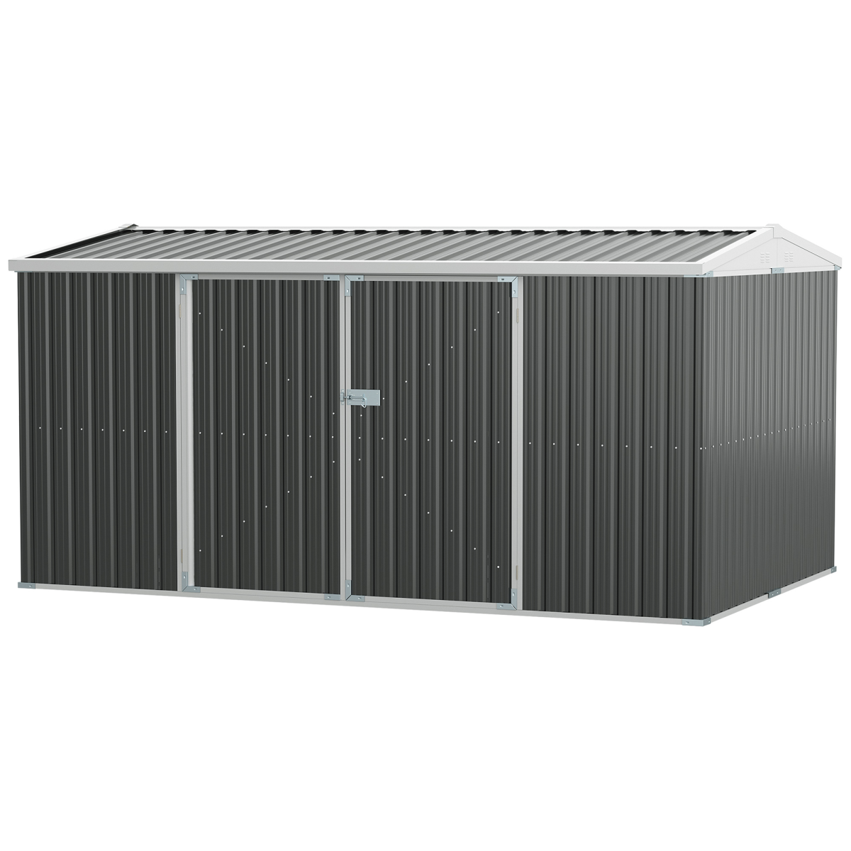 Bobobiy Grey 14 X 8Ft Outdoor Garden Metal Storage Shed With Lockable Door, Tool Storage Box For Garden, Patio And Lawn, - Image 3
