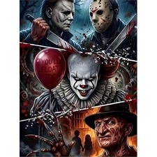 Halloween Diamond Art Kits for Adults, 5D Horror Movie Diamond Painting Kits for